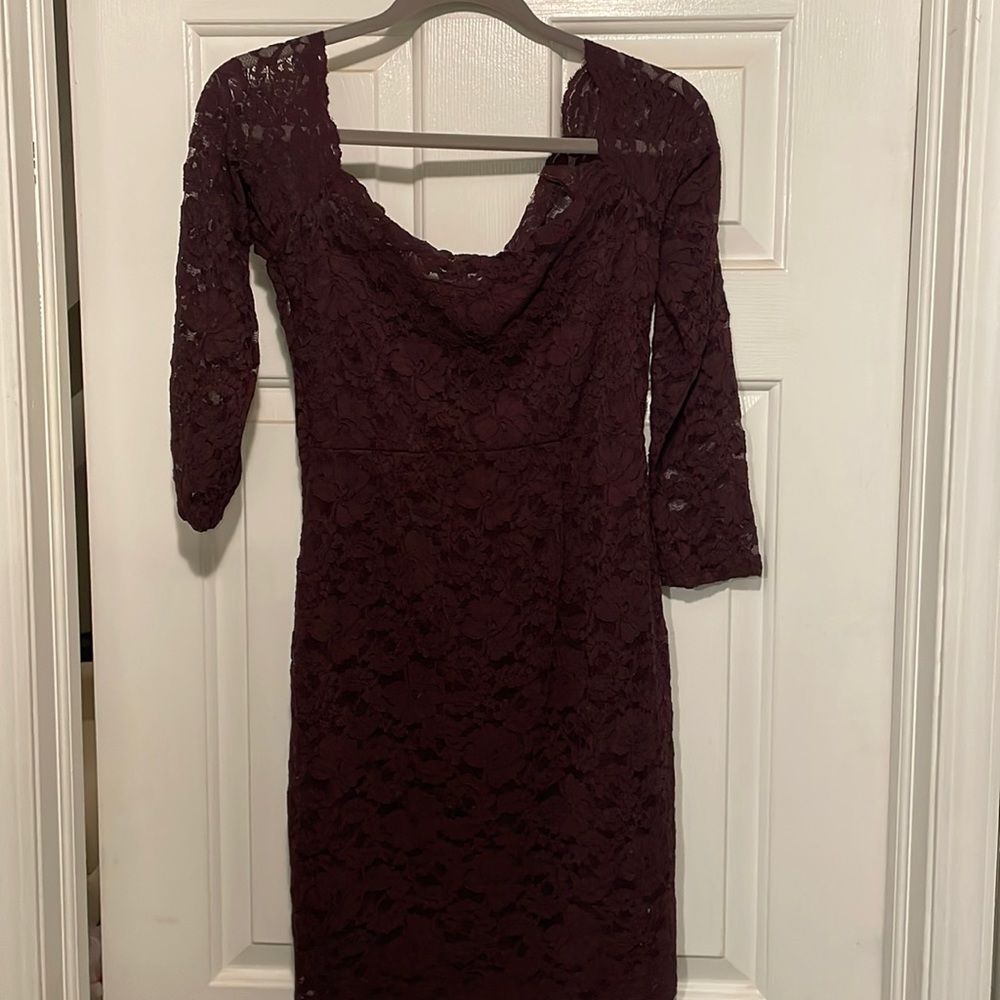 Maroon dress with beautiful lace design!